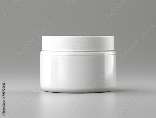 3D Blank White Plastic Cosmetic Jar Mockup 