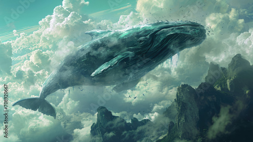 whale on the sky, fantasy world © wai