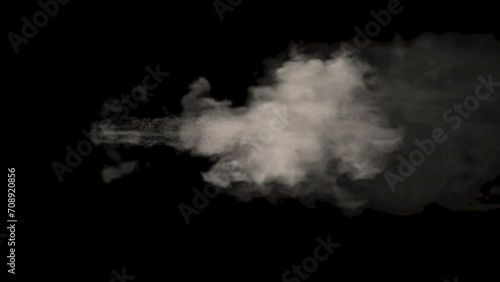 Smoke of muzzle flash on black background photo