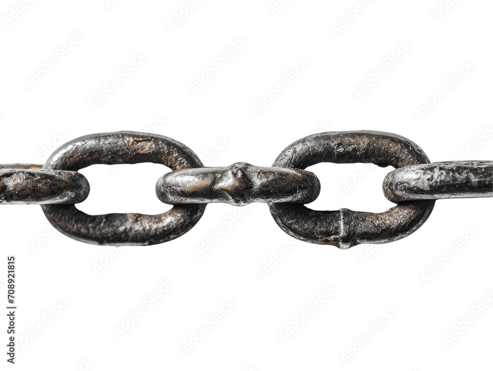 Obraz premium Rusty metal chain links close-up, showing texture and age.