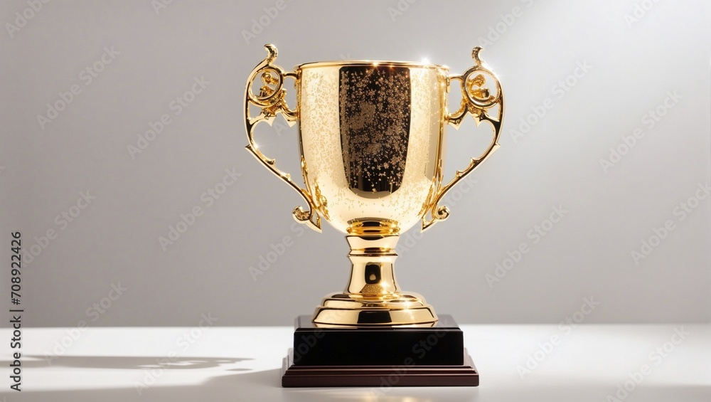 photo of a shiny gold trophy on a white background made by AI generative photo of a shiny gold trophy on a white background made by AI generative