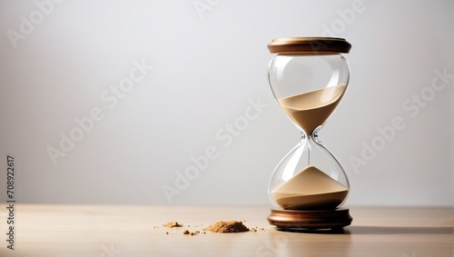 a photo of a running hourglass showing the time made by AI generative