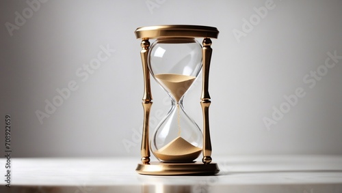 a photo of a running hourglass showing the time made by AI generative