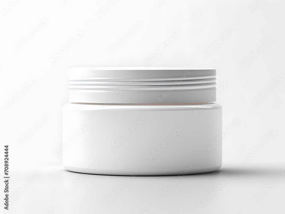 3D Blank White Plastic Cosmetic Jar Mockup 3D Blank White Plastic Cosmetic Jar Mockup