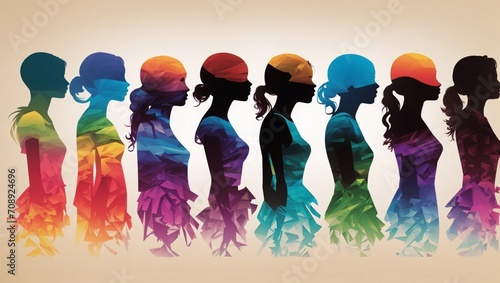 illustration of silhouettes of people standing together equally made by AI generative photo