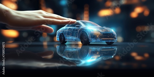 Finger Robot touch on virtual screen of insurance technology, health family car money travel, Insurtech concept to use AI for customer analysis, customize service. Future insurance industry growing photo