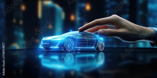 Finger Robot touch on virtual screen of insurance technology, health family car money travel, Insurtech concept to use AI for customer analysis, customize service. Future insurance industry growing