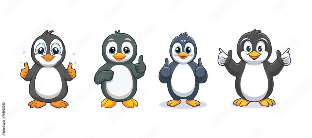 set of penguin giving thumbs up, illustration set of penguin giving thumbs up, illustration