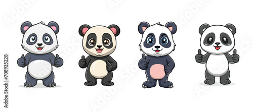 set of panda giving thumbs up  illustration