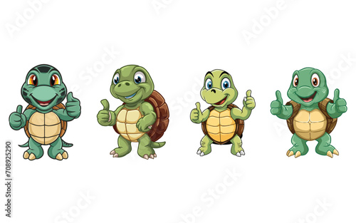 set of vector turtle giving thumbs up illustration