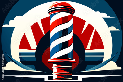 Barber shop with a classic pole. vektor illustation