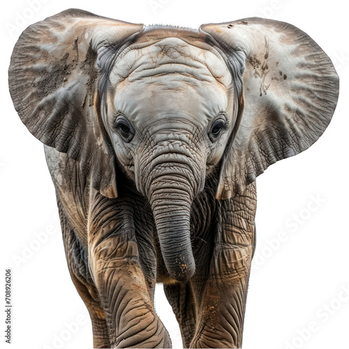 Elephant Calf Isolated on Transparent or White Background, PNG photo