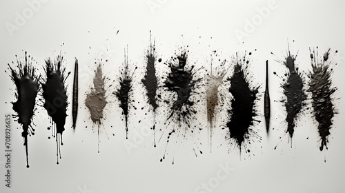 Ink stroke brushes resembling rake grit.