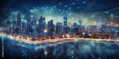 Smart city concept. Using data analytics and utilizing digital infrastructure to create efficient and sustainable solutions for transportation, energy, waste management, communication