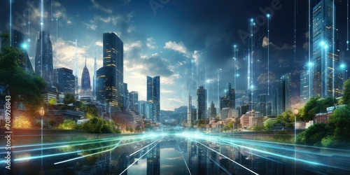 Smart city concept. Using data analytics and utilizing digital infrastructure to create efficient and sustainable solutions for transportation, energy, waste management, communication