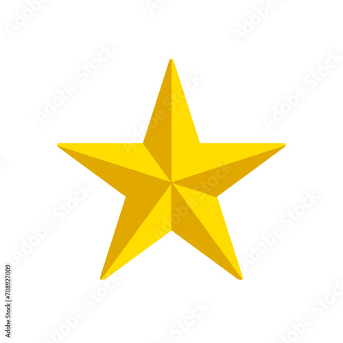 3d golden star isolated on white and transparent background. 3d yellow star vector illustration