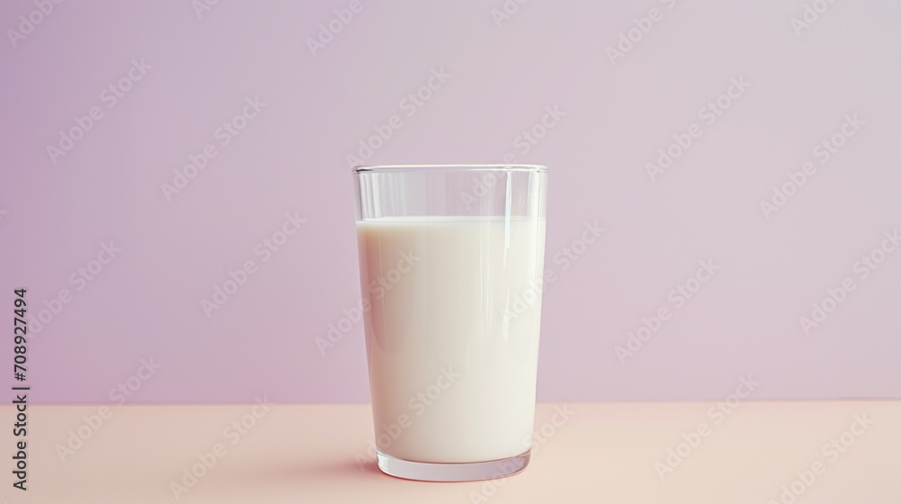 A simple and clean glass of milk set against a two-tone pastel background, ideal for health and culinary themes. A simple and clean glass of milk set against a two-tone pastel background, ideal for health and culinary themes.