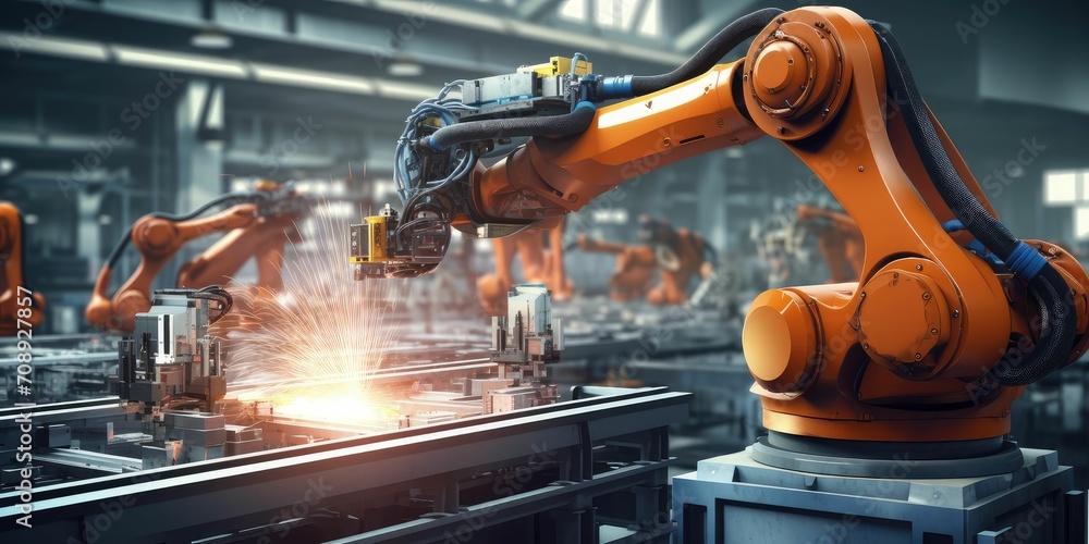Using automation process to increase productivity. Industrial management in efficiency and efficient process with robotic process automation (RPA). 3D rendering AI robot in factory automation Using automation process to increase productivity. Industrial management in efficiency and efficient process with robotic process automation (RPA). 3D rendering AI robot in factory automation