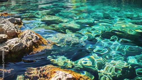  a body of water surrounded by rocks and a body of water surrounded by rocks and a body of water surrounded by rocks and a body of water with clear blue water.