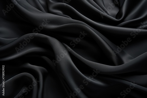 Black crumpled fabric folds background. Black history month concept.