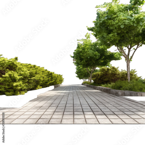 A Well. Maintained Sidewalk.. Isolated on a Transparent Background. Cutout PNG.