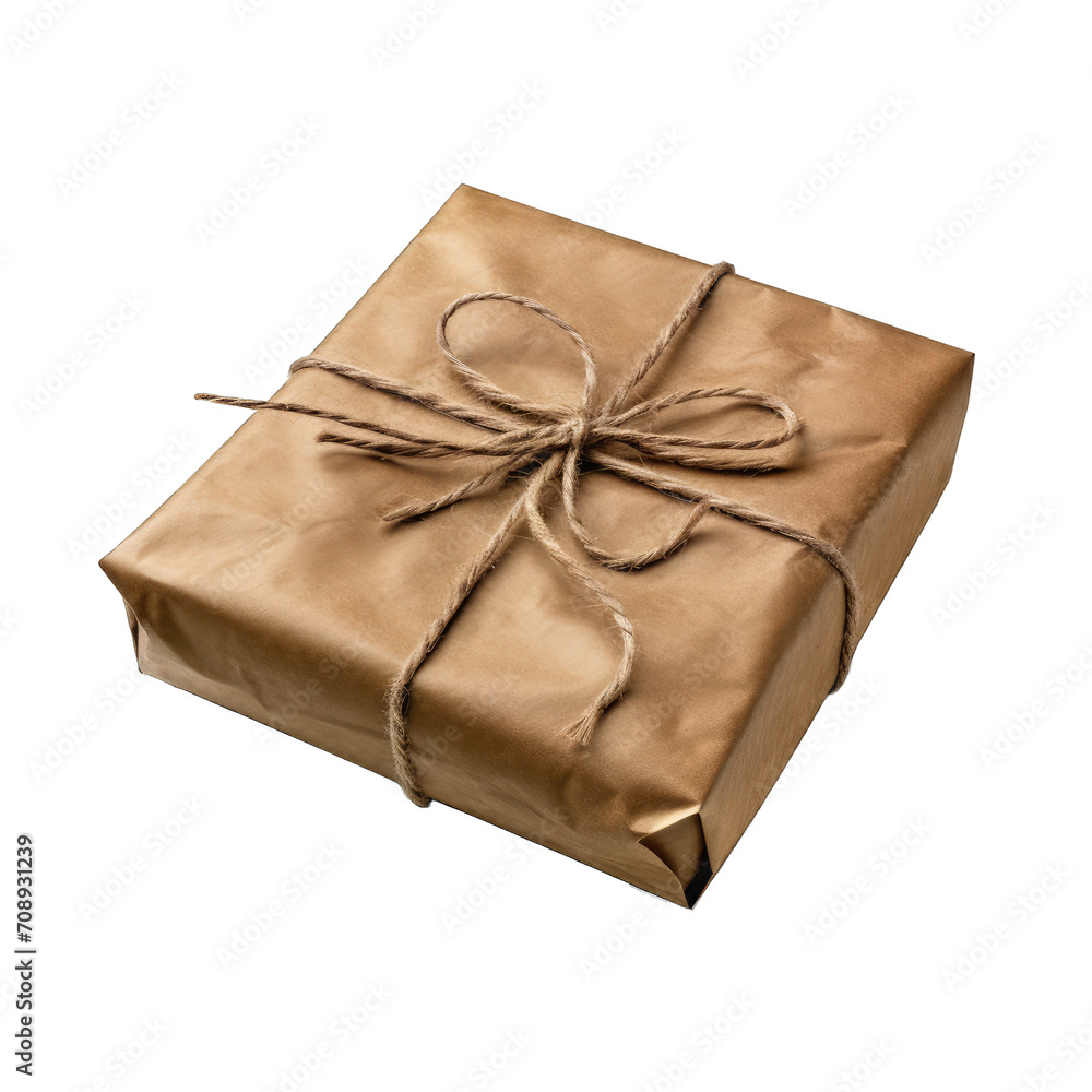 A Wrapped Parcel With String.. Isolated on a Transparent Background. Cutout PNG. A Wrapped Parcel With String.. Isolated on a Transparent Background. Cutout PNG.