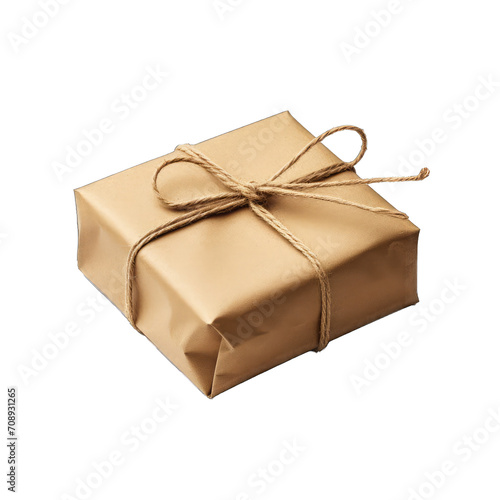 A Wrapped Parcel With String.. Isolated on a Transparent Background. Cutout PNG.