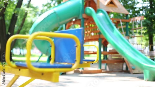 Wallpaper Mural Empty colored carousel is turning around in playground. Torontodigital.ca