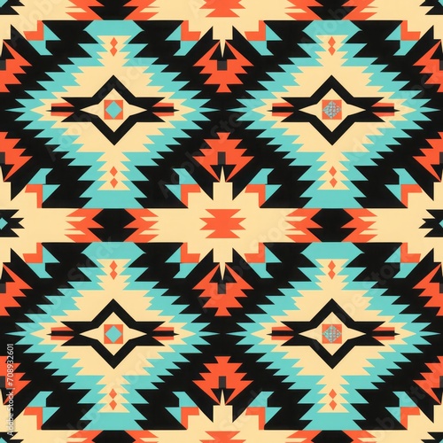 Navajo geometric seamless pattern. Colorful traditional carpet print. Ethnic boho background design for textile, home decor, banner, web design, fashion, web 