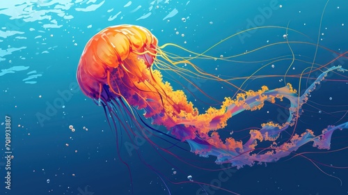  a close up of a jellyfish in the water with a lot of bubbles on the bottom of it's head and a lot of water bubbles on the bottom of the bottom of the water.