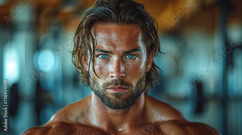 A confident and well-groomed man  embodying elegance and strength  engaged in a workout regimen amidst the polished surroundings of a high-end gym  capturing the synergy between a