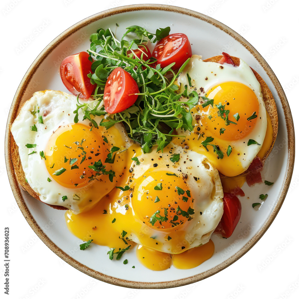 Egg Benedict Isolated on Transparent or White Background, PNG