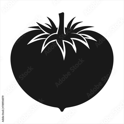 black silhouette of a Tomatoes with thick outline side view isolated