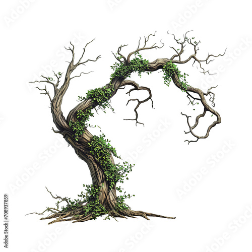 creepy gnarled trees isolated