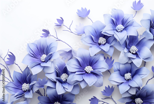 Wallpaper Mural Blue flowers on a white background, in the style of low depth of field, rtx on, violet, goosepunk, dansaekhwa, wimmelbilder, natural

 Torontodigital.ca