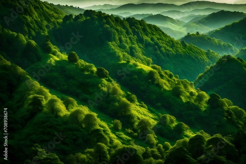 green forest in the mountains