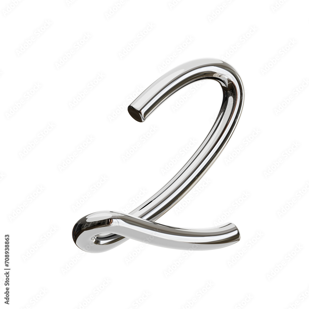 3D Number 2 Shape Chrome Text. 3d illustration, 3d element, 3d rendering. 3d visualization isolated on a transparent background 3D Number 2 Shape Chrome Text. 3d illustration, 3d element, 3d rendering. 3d visualization isolated on a transparent background