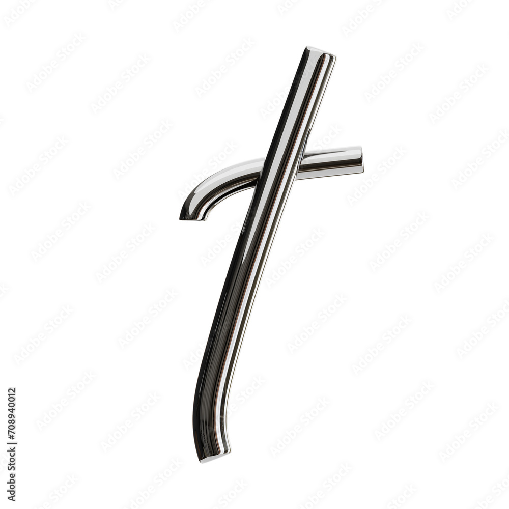 Fototapeta premium T Letter 3D Shape Chrome Text. 3d illustration, 3d element, 3d rendering. 3d visualization isolated on a transparent background