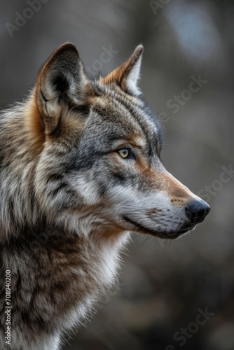 Portrait of a wolf in nature
