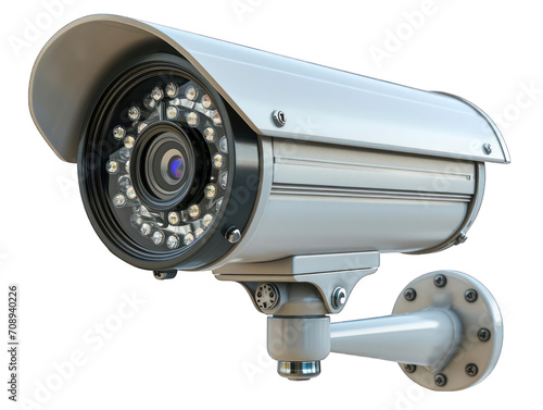 Wall Mount CCTV Camera Isolated on Transparent or White Background, PNG
