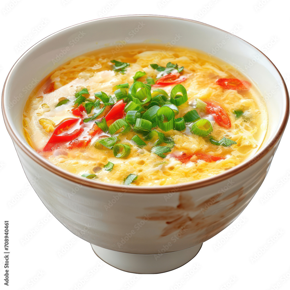 Egg Drop Soup Isolated on Transparent or White Background, PNG Egg Drop Soup Isolated on Transparent or White Background, PNG