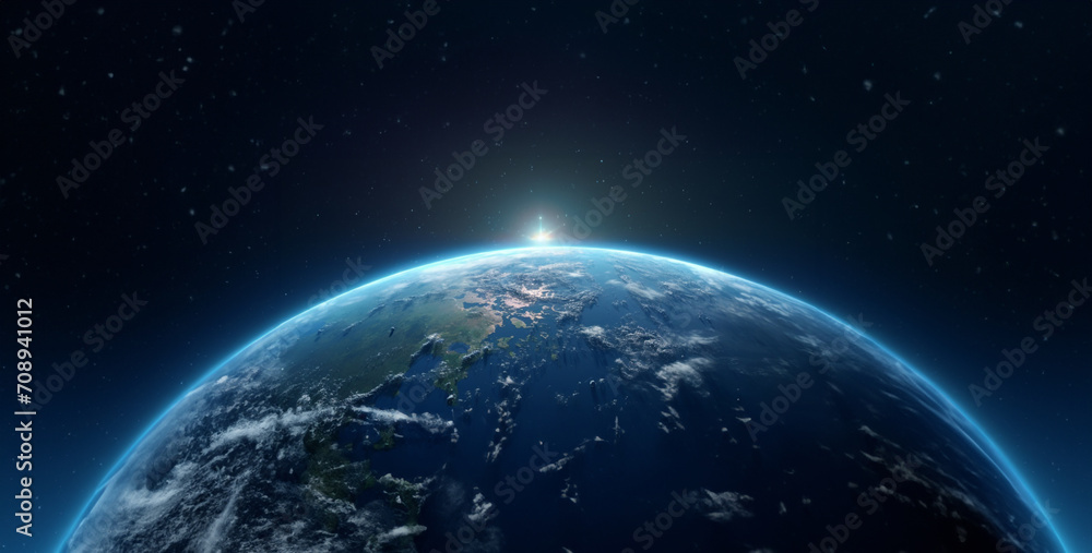 realistic 3d personality End with a shot, earth in space, earth and sun, earth and moon