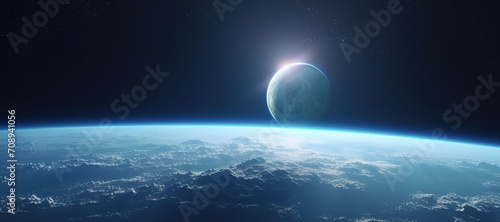 space sky with moonlight  earth  horizon 11