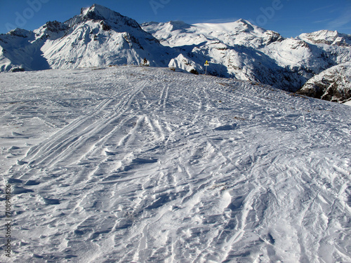 Sky slopes, mountains and blue sky - Val-Cenis - Haute Savoie - France photo