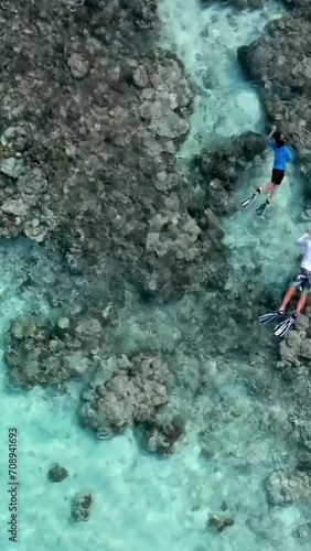 Bright turquoise beaches of the Maldives and beautiful nature with palm trees, sand and sea