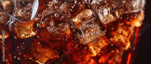 lridescent iced coke, macro photography close up. photo