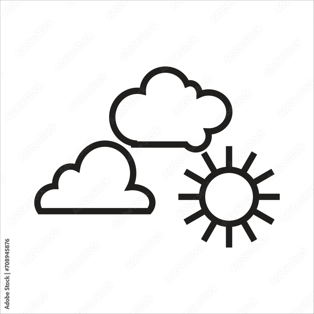 partly cloudy vector icon line template partly cloudy vector icon line template