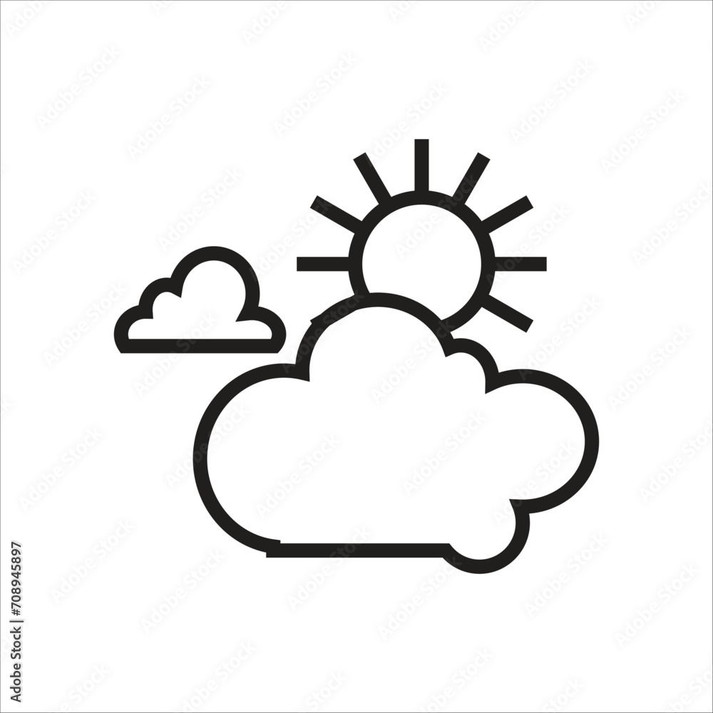 partly cloudy vector icon line template