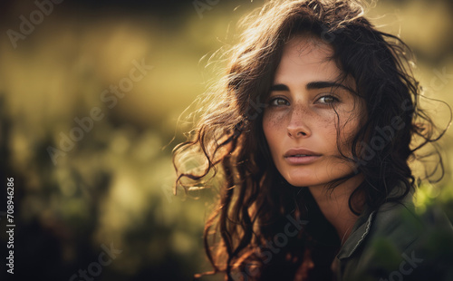 Close-Up of a Brunette Woman in Nature © Tory