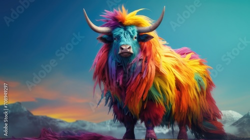 Fototapeta Naklejka Na Ścianę i Meble -  AI generated animals with parrots feathers